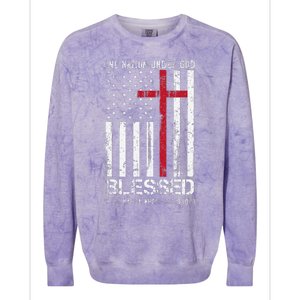 One Nation Under God American Flag Patriotic Christian Colorblast Crewneck Sweatshirt