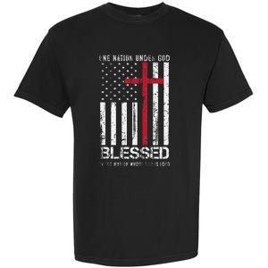 One Nation Under God American Flag Patriotic Christian Garment-Dyed Heavyweight T-Shirt