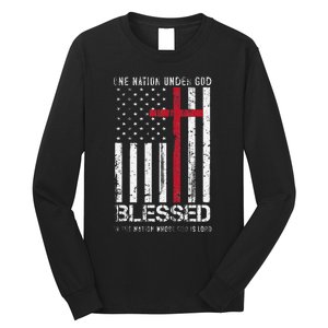 One Nation Under God American Flag Patriotic Christian Long Sleeve Shirt