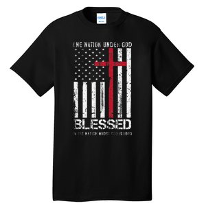 One Nation Under God American Flag Patriotic Christian Tall T-Shirt