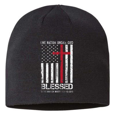 One Nation Under God American Flag Patriotic Christian Sustainable Beanie