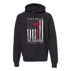 One Nation Under God American Flag Patriotic Christian Premium Hoodie