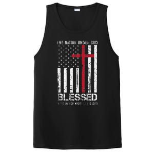 One Nation Under God American Flag Patriotic Christian PosiCharge Competitor Tank