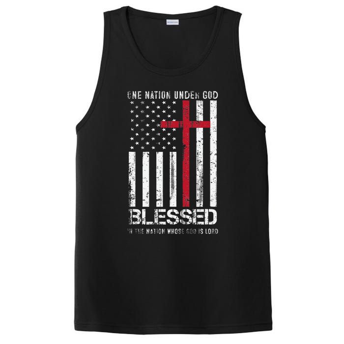 One Nation Under God American Flag Patriotic Christian PosiCharge Competitor Tank