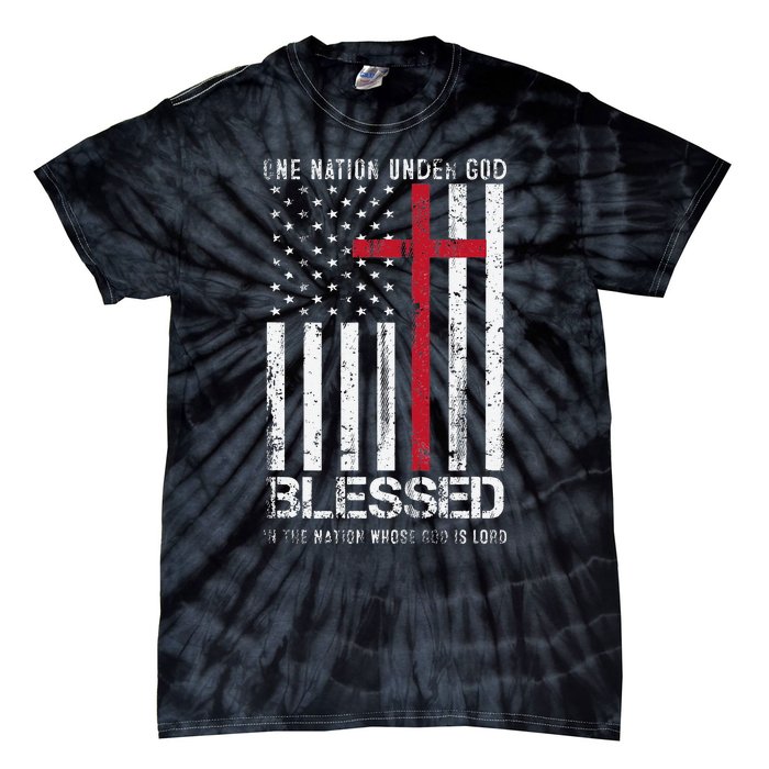 One Nation Under God American Flag Patriotic Christian Tie-Dye T-Shirt