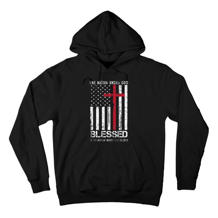 One Nation Under God American Flag Patriotic Christian Tall Hoodie