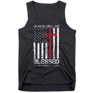 One Nation Under God American Flag Patriotic Christian Tank Top