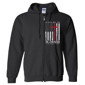 One Nation Under God American Flag Patriotic Christian Full Zip Hoodie