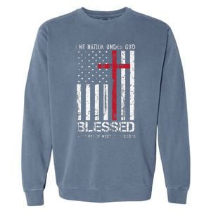 One Nation Under God American Flag Patriotic Christian Garment-Dyed Sweatshirt