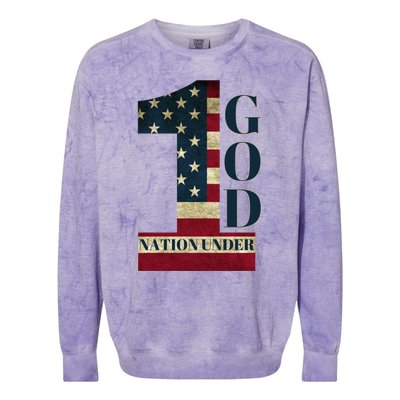 One Nation Under God Patriotic Gift Colorblast Crewneck Sweatshirt