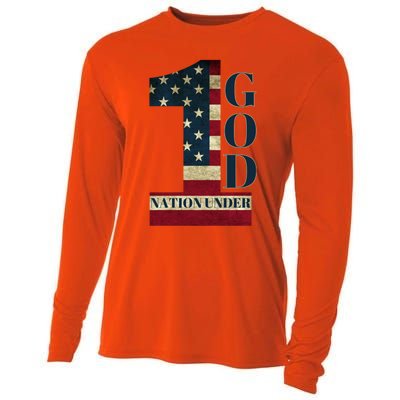 One Nation Under God Patriotic Gift Cooling Performance Long Sleeve Crew