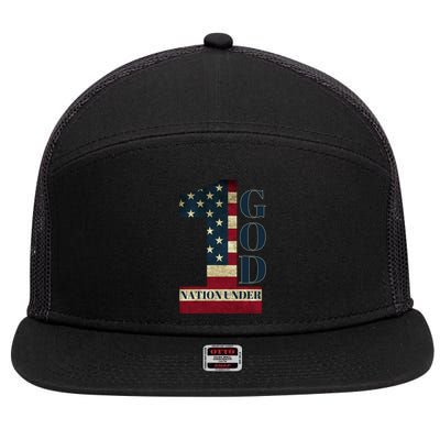 One Nation Under God Patriotic Gift 7 Panel Mesh Trucker Snapback Hat