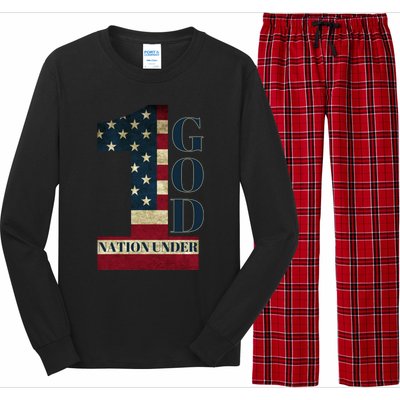 One Nation Under God Patriotic Gift Long Sleeve Pajama Set