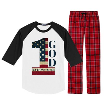 One Nation Under God Patriotic Gift Raglan Sleeve Pajama Set