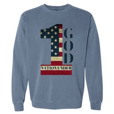 One Nation Under God Patriotic Gift Garment-Dyed Sweatshirt