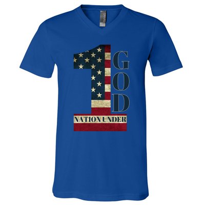 One Nation Under God Patriotic Gift V-Neck T-Shirt