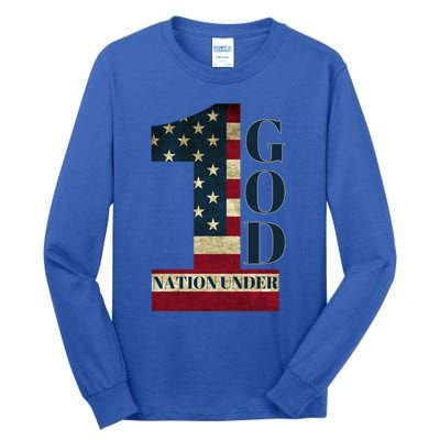 One Nation Under God Patriotic Gift Tall Long Sleeve T-Shirt