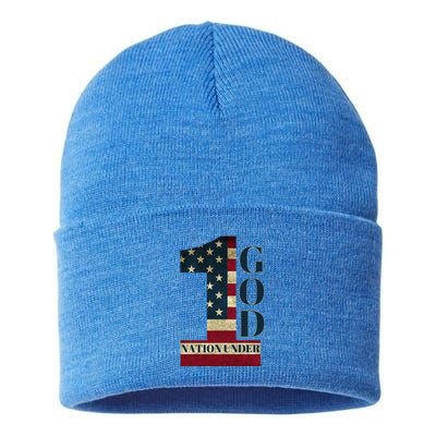 One Nation Under God Patriotic Gift Sustainable Knit Beanie