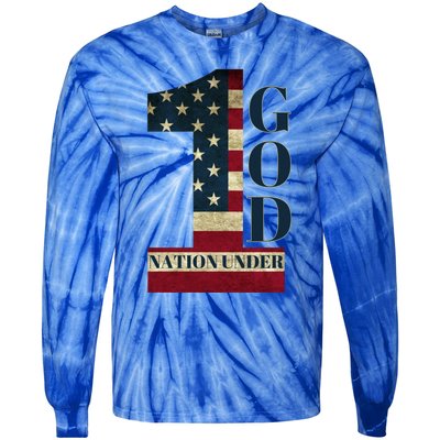 One Nation Under God Patriotic Gift Tie-Dye Long Sleeve Shirt