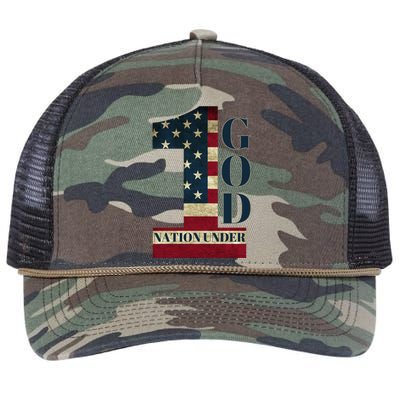 One Nation Under God Patriotic Gift Retro Rope Trucker Hat Cap