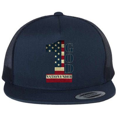 One Nation Under God Patriotic Gift Flat Bill Trucker Hat