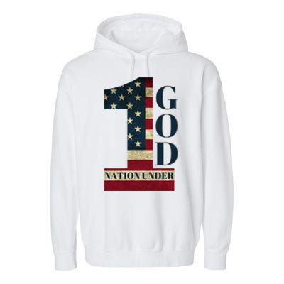 One Nation Under God Patriotic Gift Garment-Dyed Fleece Hoodie