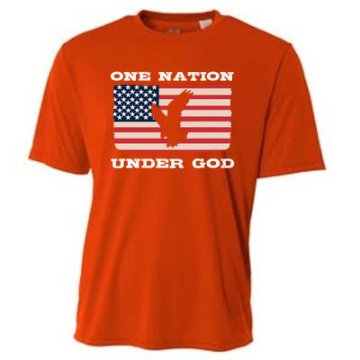 One Nation Under God Proud American Christian Flag Patriot Gift Cooling Performance Crew T-Shirt