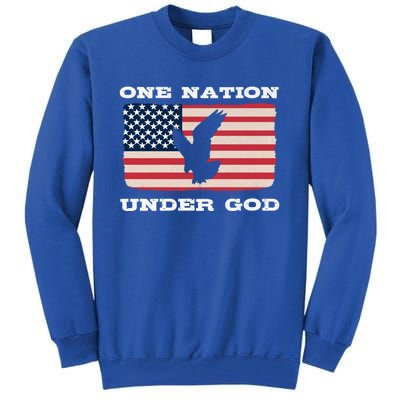 One Nation Under God Proud American Christian Flag Patriot Gift Tall Sweatshirt