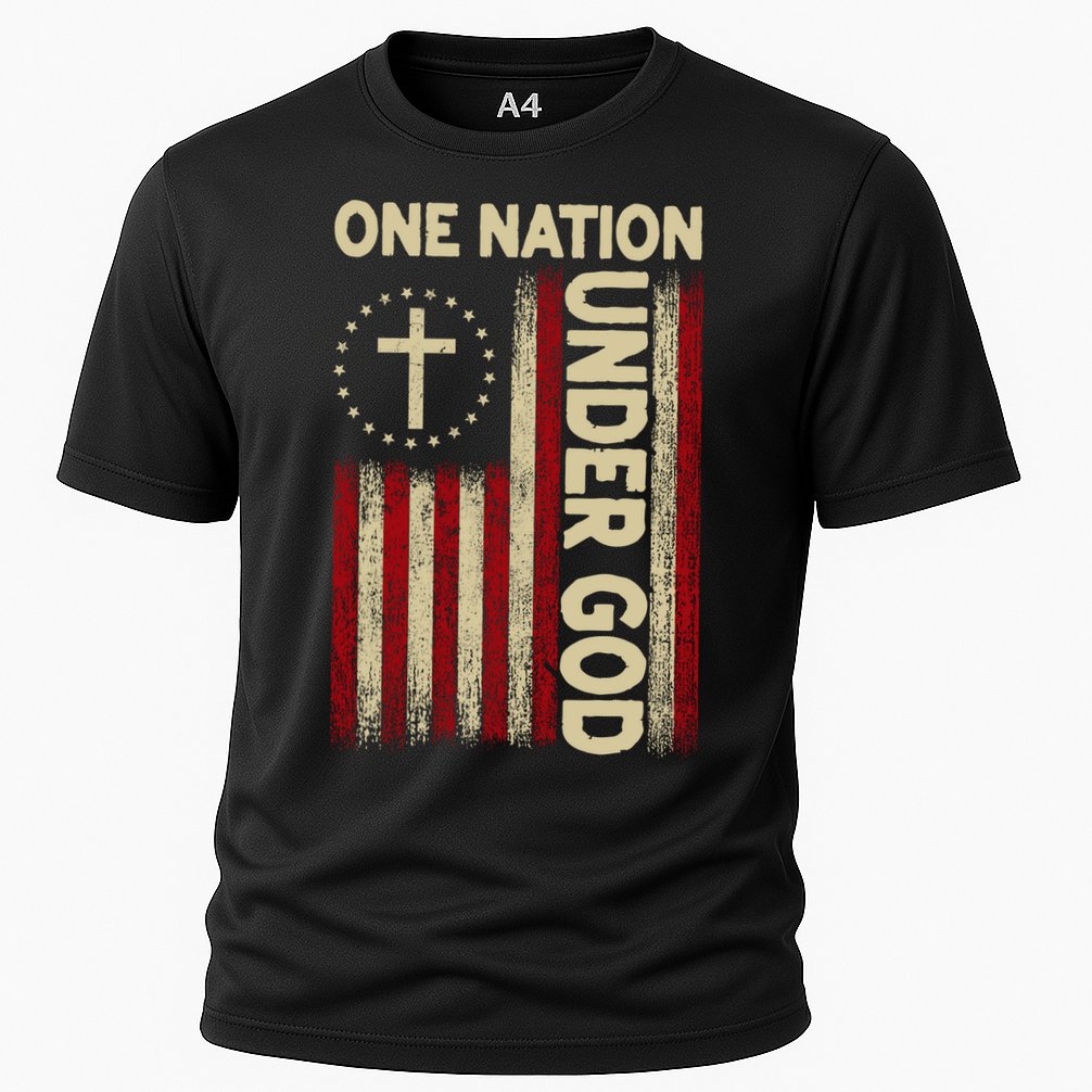 One Nation Under God Flag 4th Of July Patriotic Christian  Performance Shirt