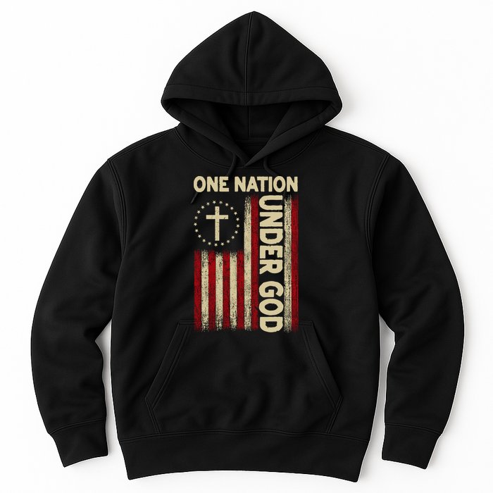 One Nation Under God Flag 4th Of July Patriotic Christian  Hoodie