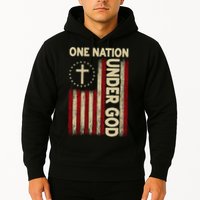 One Nation Under God Flag 4th Of July Patriotic Christian  Hoodie