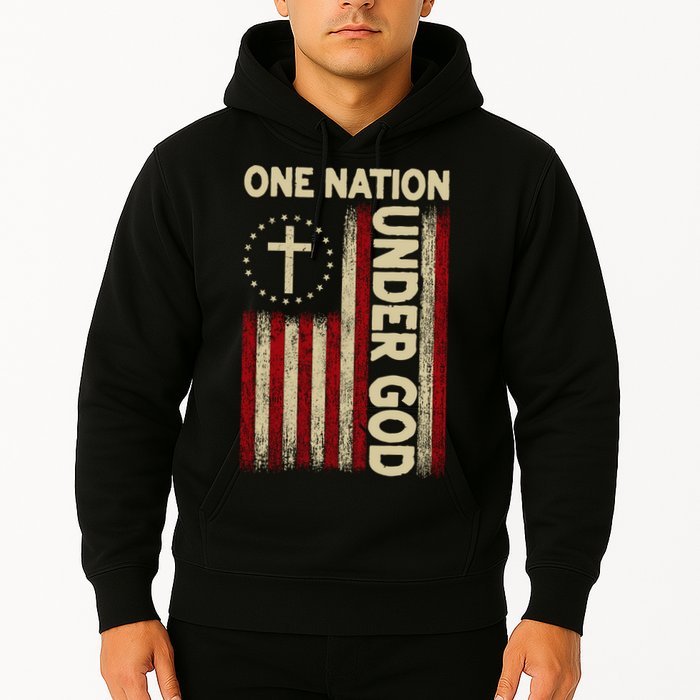 One Nation Under God Flag 4th Of July Patriotic Christian  Hoodie