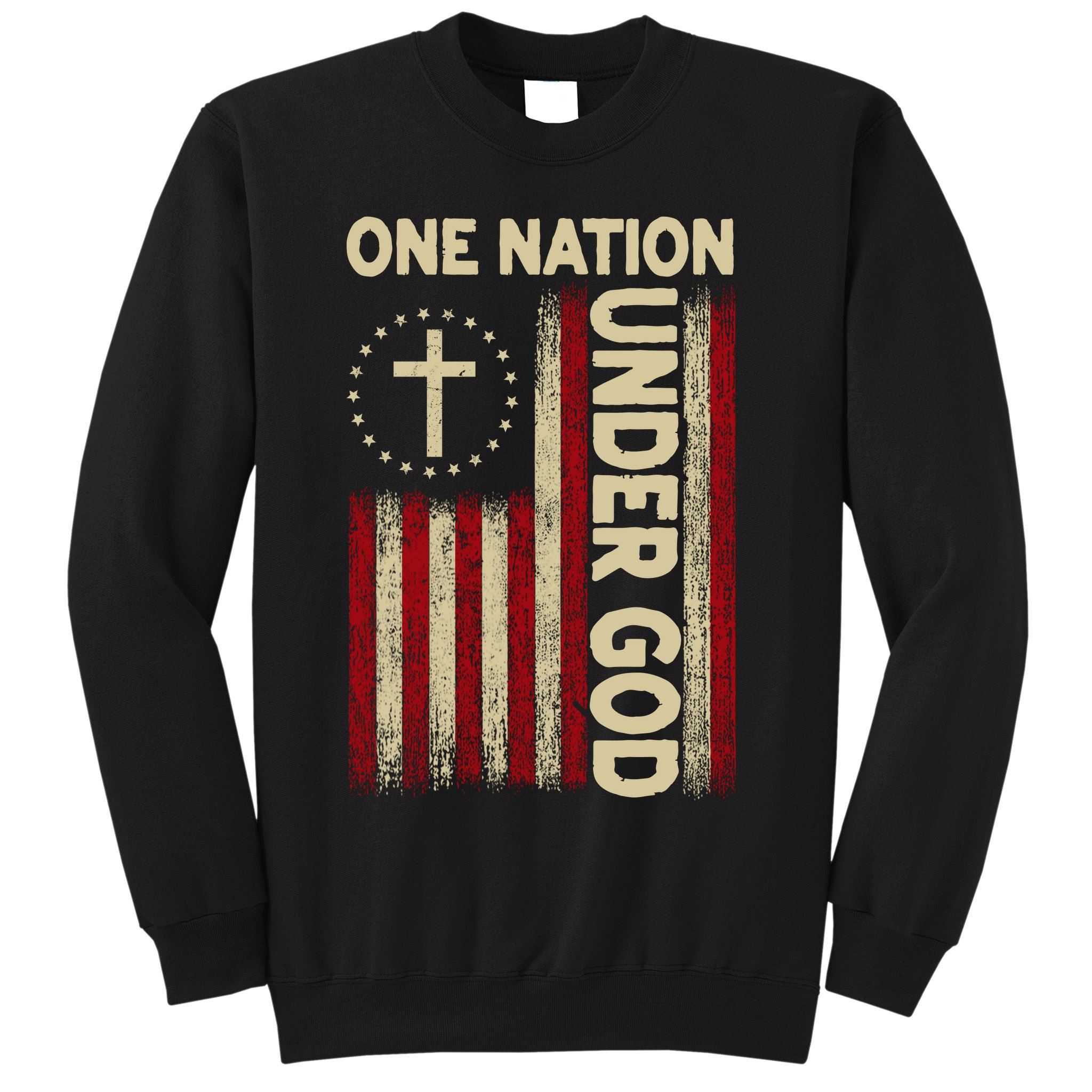 One Nation Under God Flag 4th Of July Patriotic Christian  Sweatshirt