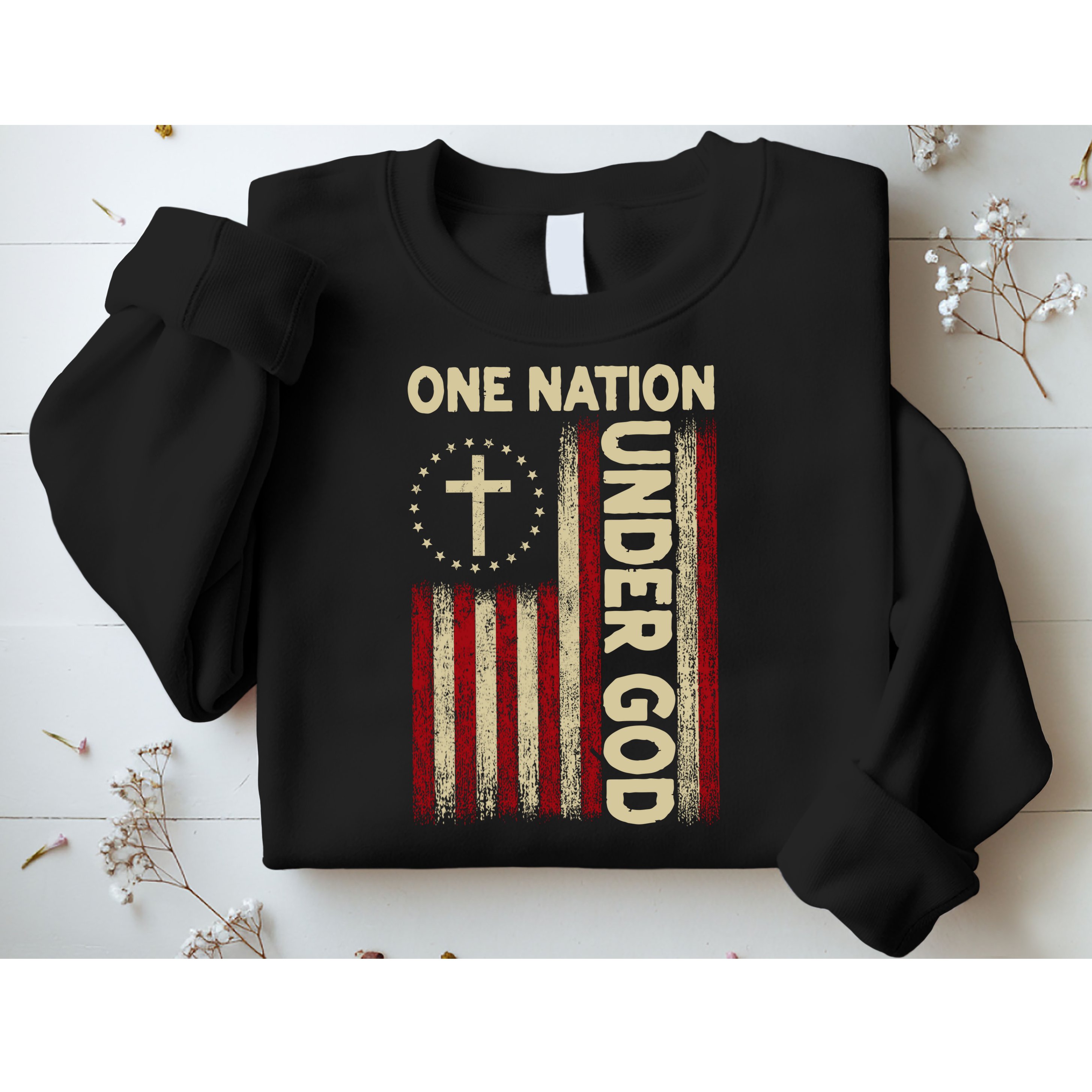 One Nation Under God Flag 4th Of July Patriotic Christian  Sweatshirt