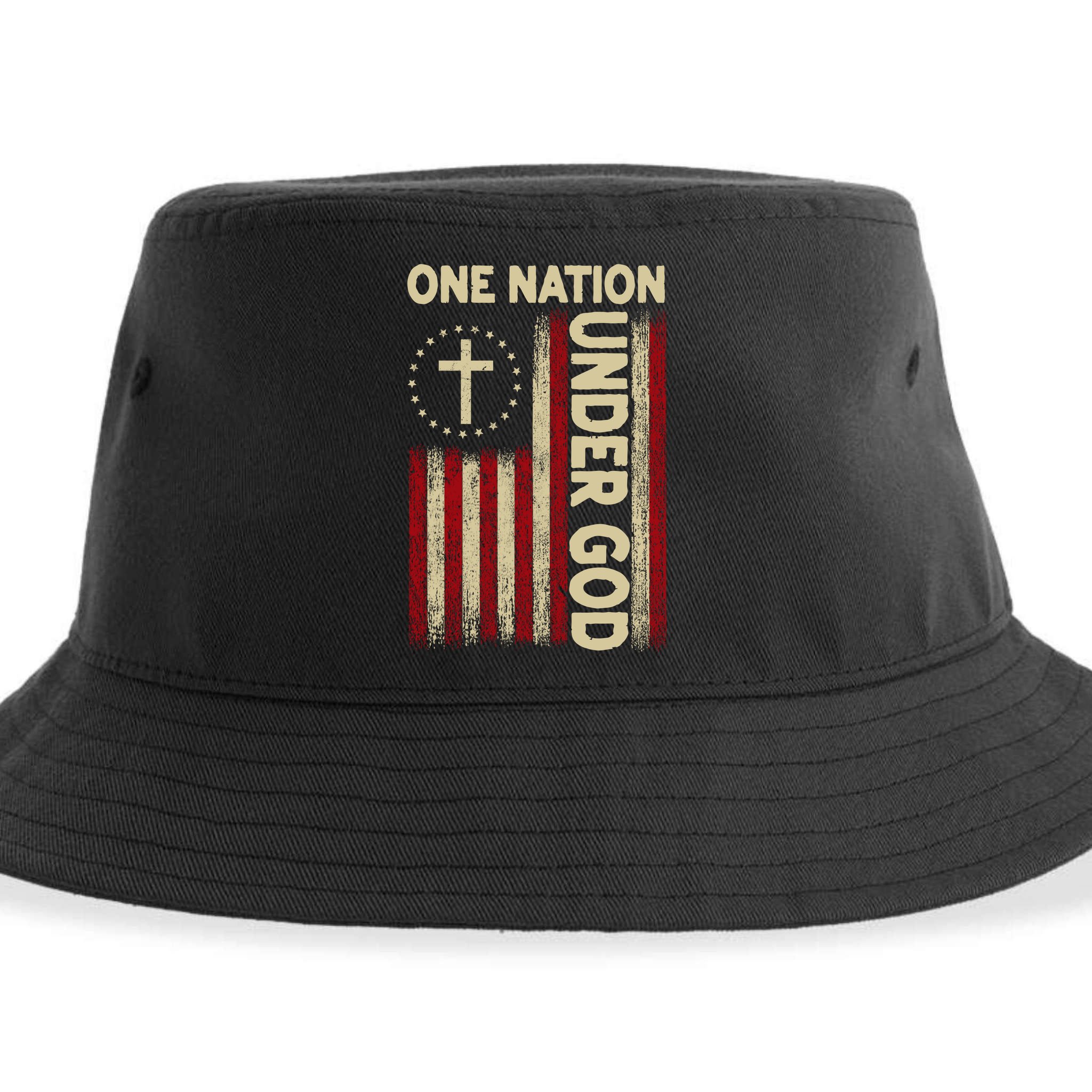 One Nation Under God Flag 4th Of July Patriotic Christian  Sustainable Bucket Hat