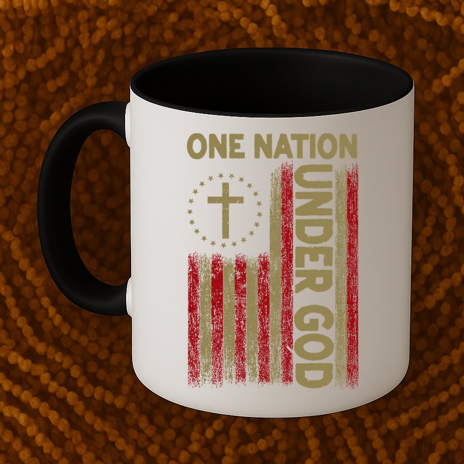 One Nation Under God Flag 4th Of July Patriotic Christian  Mug