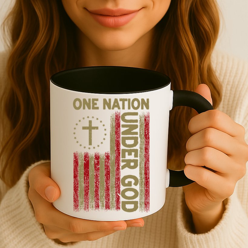 One Nation Under God Flag 4th Of July Patriotic Christian  Mug