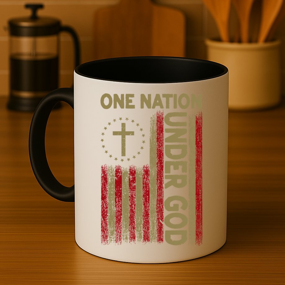 One Nation Under God Flag 4th Of July Patriotic Christian  Mug