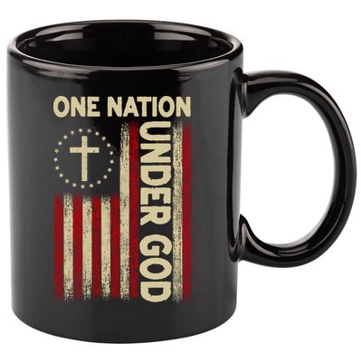 One Nation Under God Flag 4th Of July Patriotic Christian  11oz C Handle Ceramic Mug