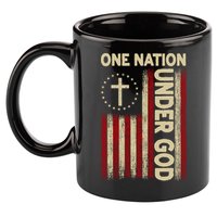 One Nation Under God Flag 4th Of July Patriotic Christian  11oz C Handle Ceramic Mug