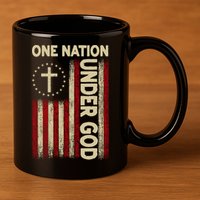 One Nation Under God Flag 4th Of July Patriotic Christian  11oz C Handle Ceramic Mug