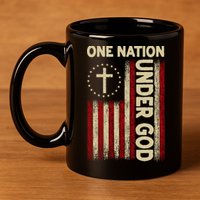 One Nation Under God Flag 4th Of July Patriotic Christian  11oz C Handle Ceramic Mug