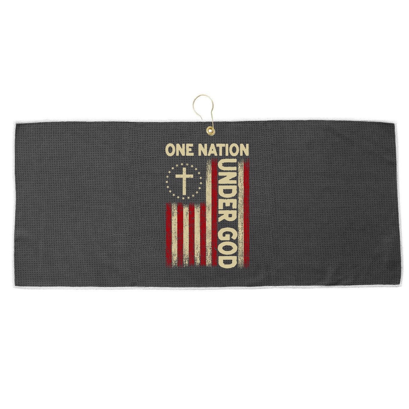 One Nation Under God Flag 4th Of July Patriotic Christian  Large Microfiber Waffle Golf Towel