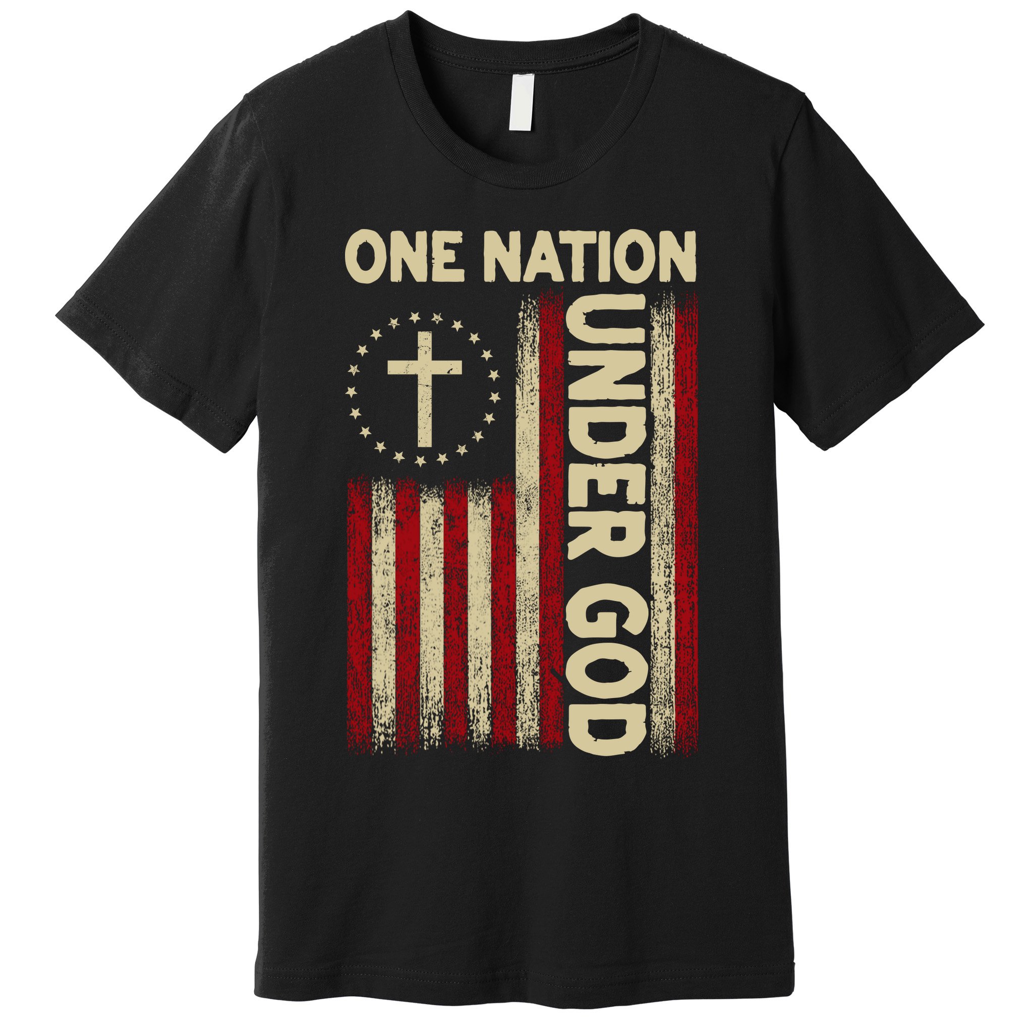 One Nation Under God Flag 4th Of July Patriotic Christian  Premium T-Shirt