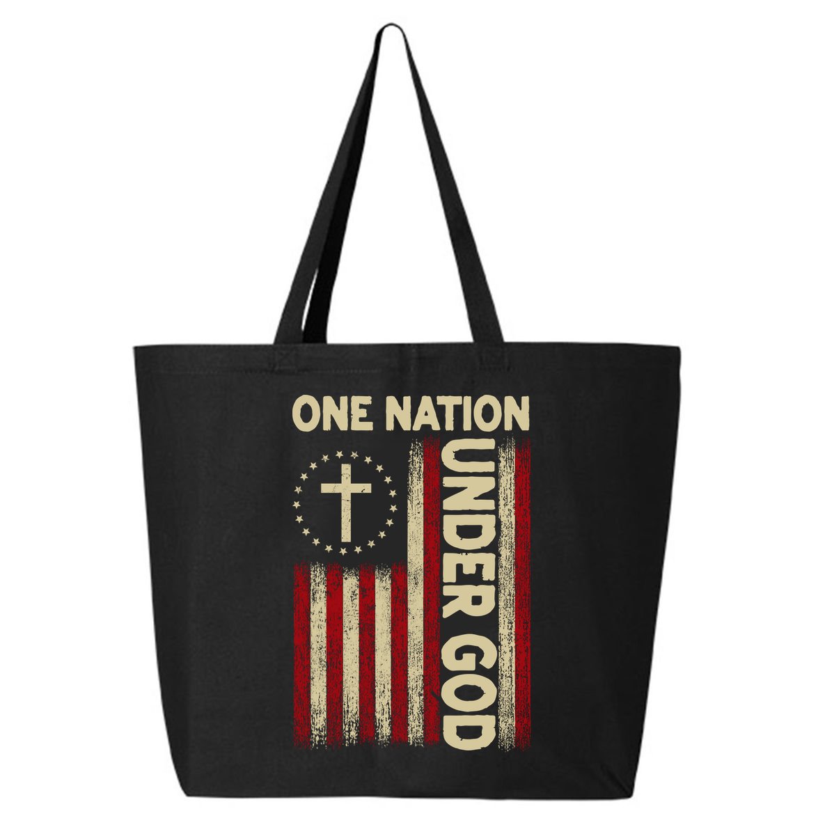 One Nation Under God Flag 4th Of July Patriotic Christian  25L Jumbo Tote