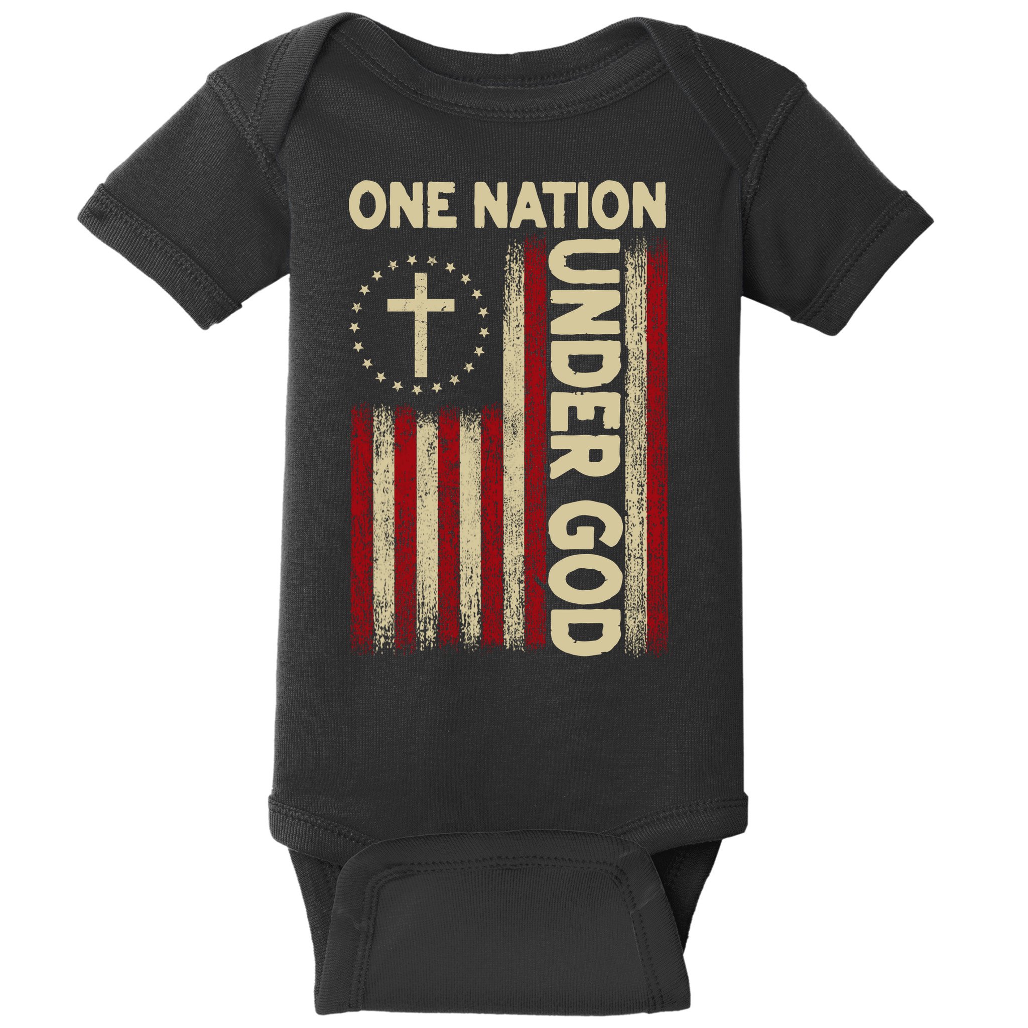 One Nation Under God Flag 4th Of July Patriotic Christian  Baby Bodysuit