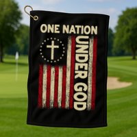 One Nation Under God Flag 4th Of July Patriotic Christian  Golf Towel