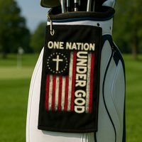 One Nation Under God Flag 4th Of July Patriotic Christian  Golf Towel