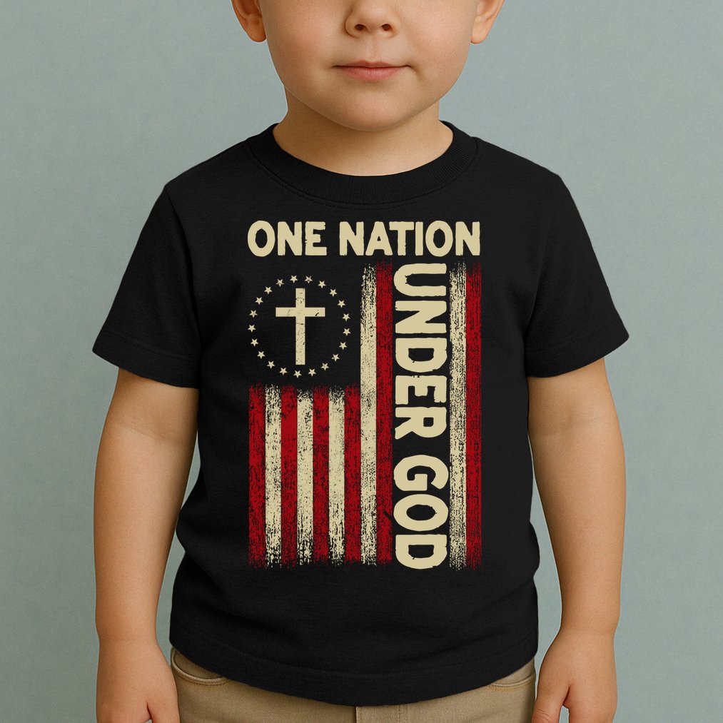 One Nation Under God Flag 4th Of July Patriotic Christian  Toddler T-Shirt