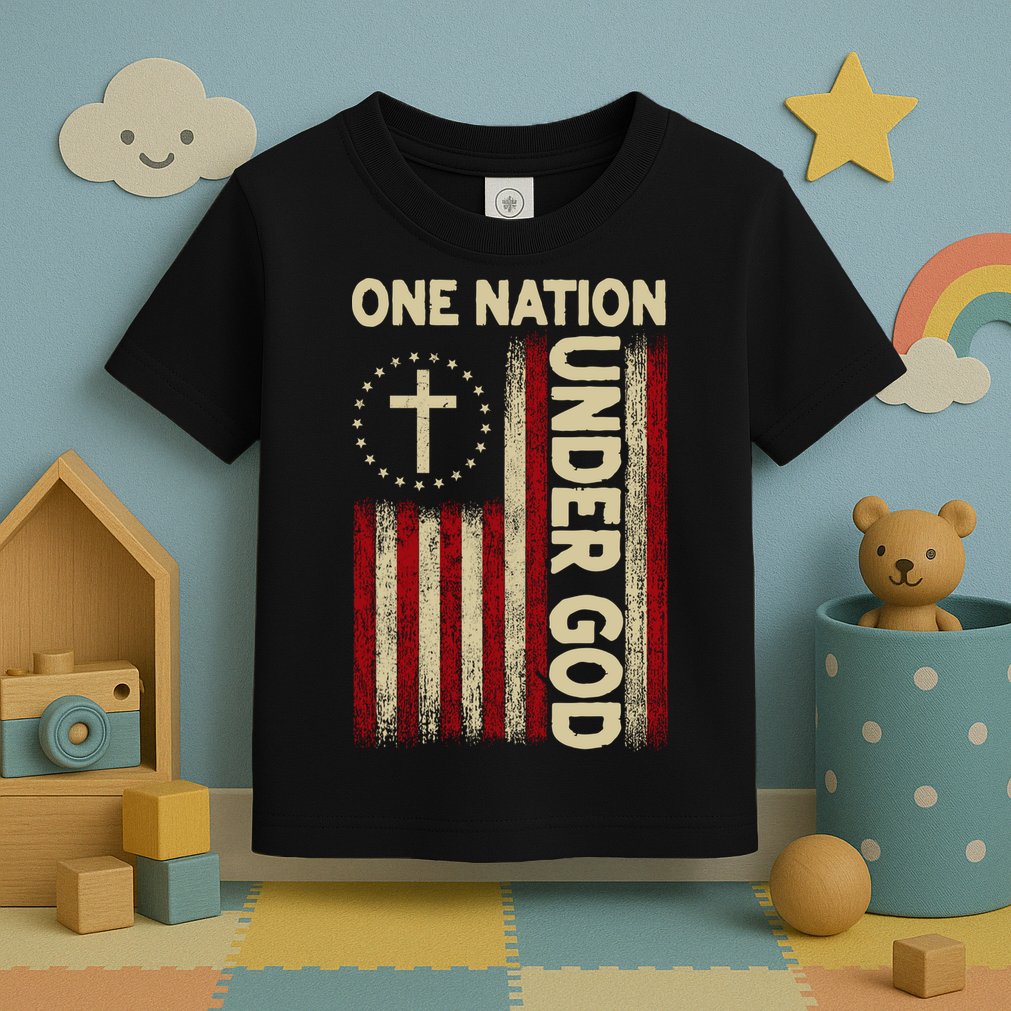 One Nation Under God Flag 4th Of July Patriotic Christian  Toddler T-Shirt